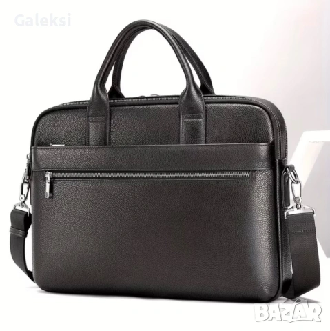 Мъжка луксозна чанта за лаптоп 15,6”/Офис куфарче от черна естествена кожа!, снимка 10 - Чанти - 53418794