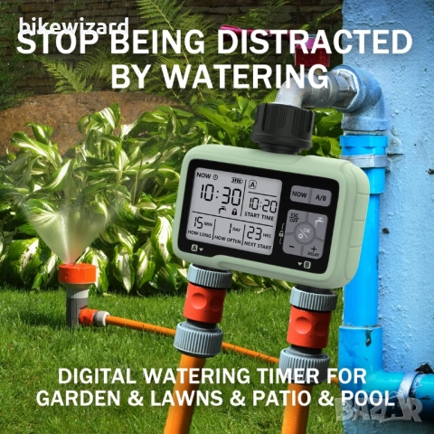 Компютър за напояване Kazeila, 2 връзки, 2 отделни програми програмируем часовник за напоява НОВ, снимка 2 - Напояване - 51727040