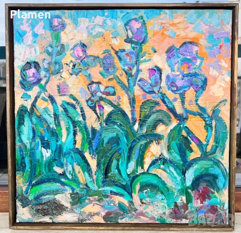 КАРТИНА МАСЛО НА ПЛАТНО СИНЬО УТРО ДИАН ПЕТРОВ 2025 Г.