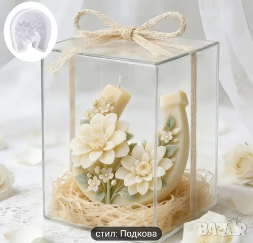 Молд конска подкова с цветя , снимка 3 - Форми - 53521886