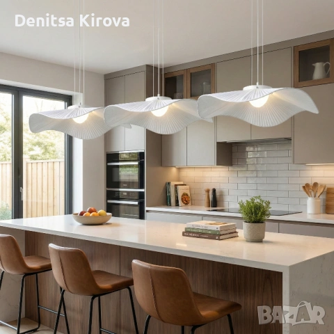 Дизайнерска висяща лампа – LED 12W, Ø60 см | Cloth + PMMA | Чисто нова, снимка 3 - Лампи за таван - 53330867