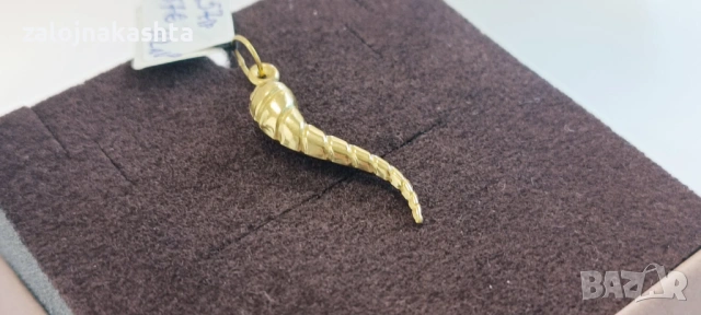Нова-Златна висулка Рог-0,57гр/14кр, снимка 3 - Колиета, медальони, синджири - 53324146