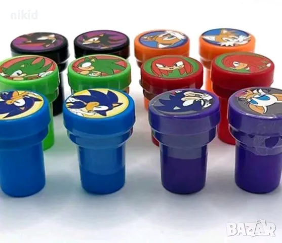 12 бр сет печати печата печат Соник Sonic печатчета, снимка 2 - Други - 48776834