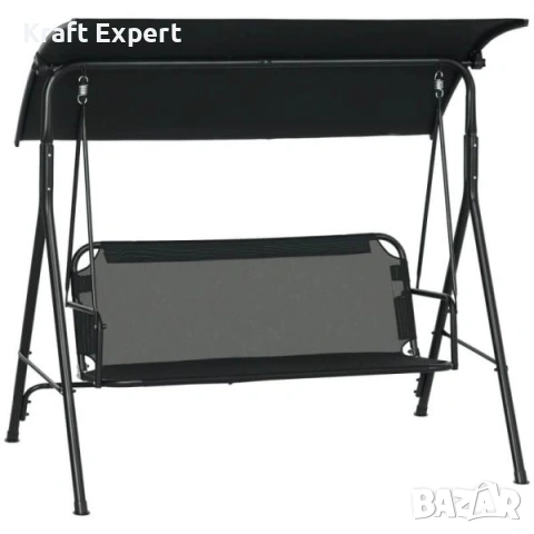 Градинска люлка със сенник – метална конструкция, 170×110×153 см, черна, снимка 12 - Градински мебели, декорация  - 53699251