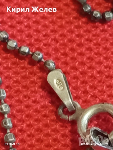 Артистичен сребърен ланец с висулка инкрустирани Аквамарин и кристал Етно Арт бижу 49972, снимка 5 - Колиета, медальони, синджири - 53045301