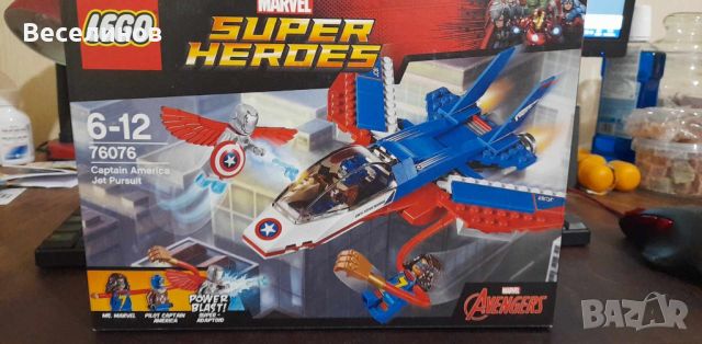 LEGO ЛЕГО Супер Хироус Капитан Америка реактивно преследване 76076