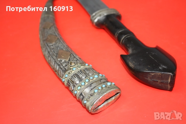 Османска кама Ханджар сребърна кания със златни орнаменти., снимка 9 - Антикварни и старинни предмети - 51485940