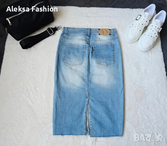 Дамска дънкова атрактивна пола, снимка 6 - Поли - 38639605