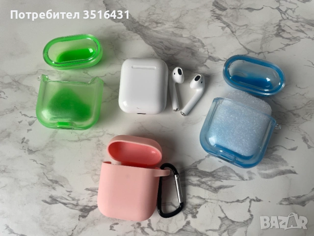 Оригинални Apple AirPods 2 (Дезинфекцирани) + 3 Кейса (2 светещи в тъмното)