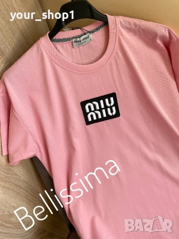 Дамска тениска Miu Miu черно бежово бяло розово мента , снимка 2 - Тениски - 53882406