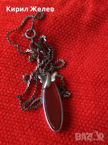 ПРЕЛЕСТНО СРЕБЪРНО КОЛИЕ ВЕРИЖКА със СКЪПОЦЕНЕН СРЕБЪРЕН ПЕНДАНТ СРЕБРО 925 с ШЛИФОВАН КАРНЕОЛ 40602, снимка 12 - Колиета, медальони, синджири - 50342278