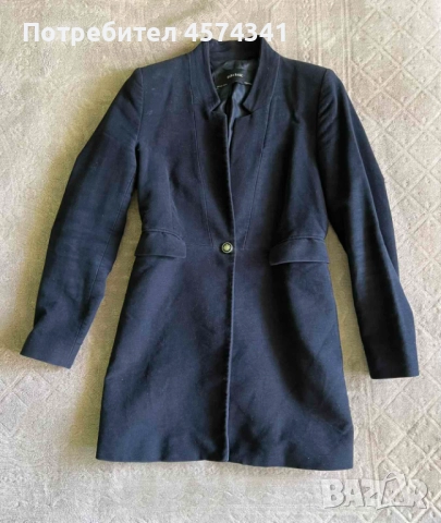 Тъмносиньо дамско палто ZARA