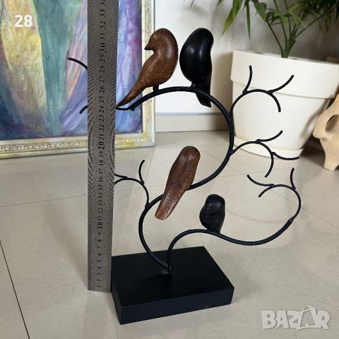 Статуетка от метал и дървени птици, снимка 5 - Декорация за дома - 46345890