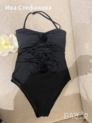 нов елегантен черен класически модел бански 3 Д 3D рози , снимка 15 - Бански костюми - 51388305