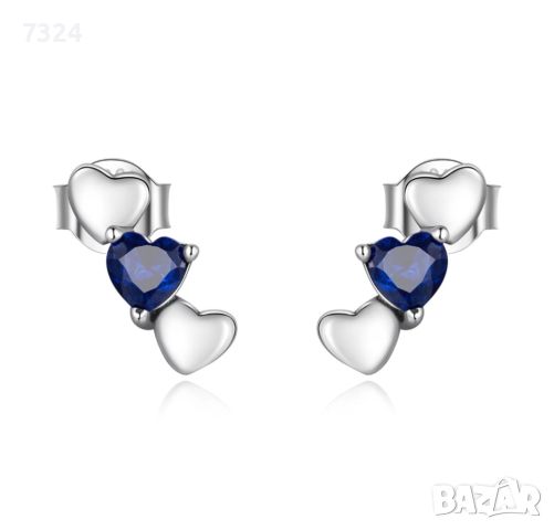 Сребърни обеци Blue Love Crystal, снимка 1 - Обеци - 45954950