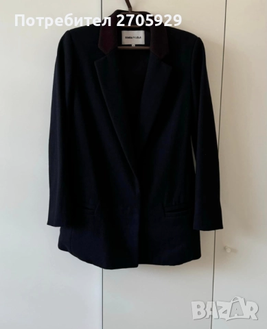 Тъмно синьо вълнено сако/блейзър Bimba Y Lola, размер 38, снимка 2 - Сака - 52220105