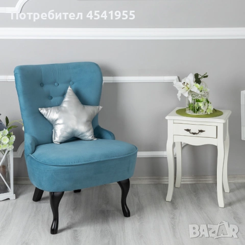 Фотьойл кресло в синьо-зелен цвят, снимка 2 - Дивани и мека мебел - 53237456