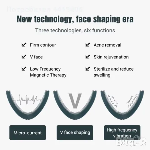 Електрически V-образен лифтинг масажор за лице, снимка 4 - Масажори - 49556904