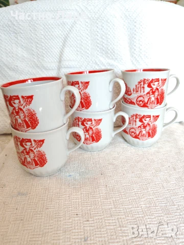 Комплект Шест Прекрасни Големи Руски Соц СССР Порцеланови Чаши 1980те , снимка 6 - Антикварни и старинни предмети - 51006553