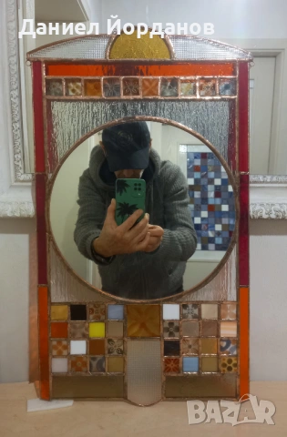 Огледало - Витраж в червено, жълто и бяло, снимка 6 - Огледала - 53575864