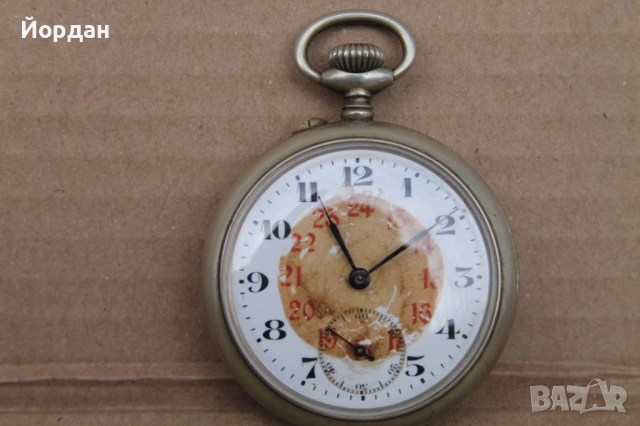 Джобен швейцарски часовник с порцеланов циферблат