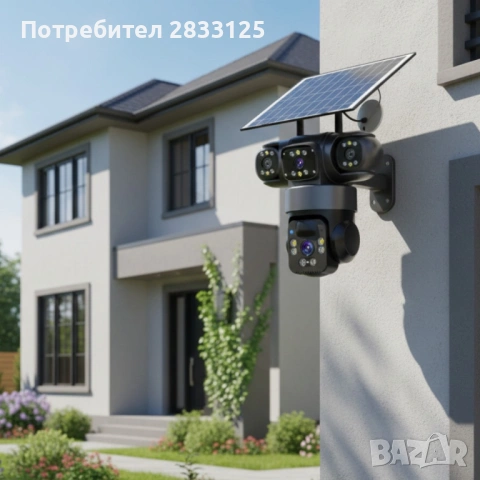 3311 - Соларна камера Lylu 4G със SIM и 4 лещи – автономно наблюдение без ток и Wi‑Fi, снимка 8 - Камери - 53877376