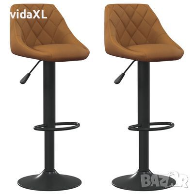 vidaXL Бар табуретки, 2 бр, кафяви, кадифе(SKU:334303, снимка 1 - Дивани и мека мебел - 45698082