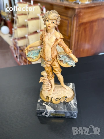 Италианска статуетка „Младият рибар" - Amilcare Simonetti No7969, снимка 2 - Колекции - 53871322