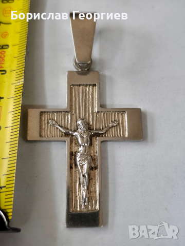 Голям сребърен кръст медальон 925