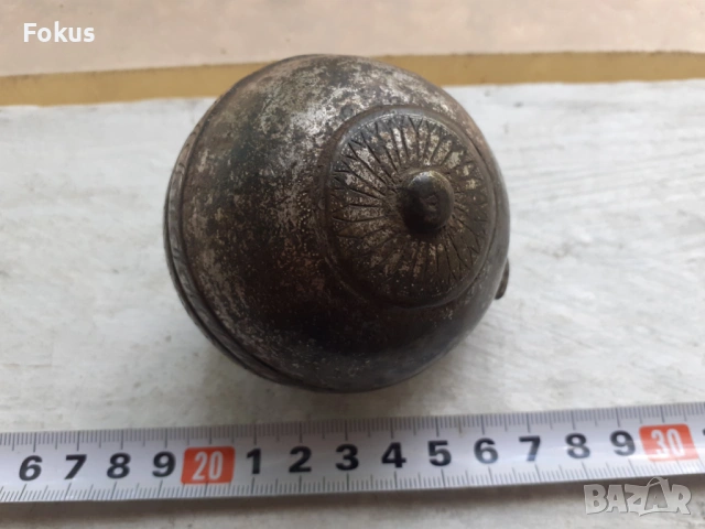 Уникален стар османски бронзов съд контейнер за барут или др, снимка 6 - Антикварни и старинни предмети - 53423100