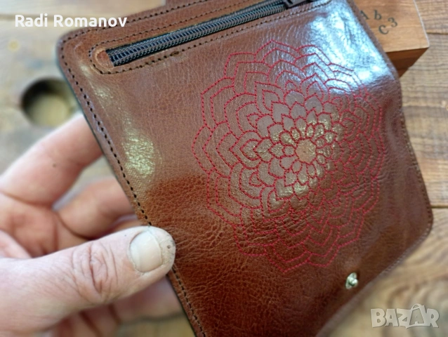 Ръчно изработен дамски кожен портфейл , снимка 6 - Портфейли, портмонета - 54228694