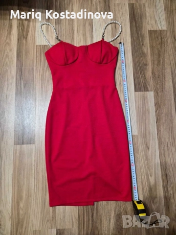 Червена елегантна рокля, снимка 5 - Рокли - 52868742