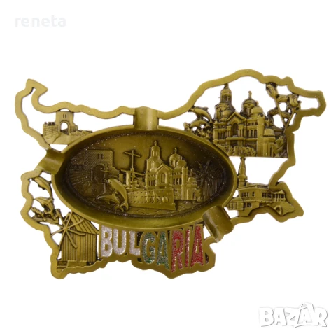 Пепелник, Карта, Метален, 15х10х15 см, снимка 1