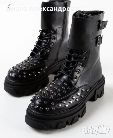 Дамаски боти с капси тип кубинки, снимка 3 - Дамски боти - 52707018