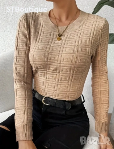 🌸 Елегантна бежова дамска блуза с дълъг ръкав – STBoutique 🌸, снимка 4 - Блузи с дълъг ръкав и пуловери - 52319610