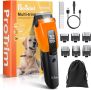 PAPMINI Комплект машинка за подстригване на кучета оранжево-черна с LED дисплей, 3 скорости, снимка 1 - За кучета - 45980385