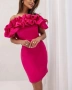 Къса цикламена рокля с ефектно деколте , снимка 2