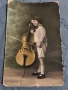 Ретро пощенска картичка – дете с виолончело, 1913 г., снимка 1