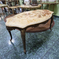 Уникална антикварна френска бронзова маса с плот от оникс , снимка 6 - Антикварни и старинни предмети - 44967576