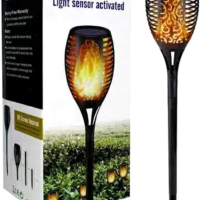 3 броя LED соларни лампи тип факли с пламъчен ефект, снимка 3 - Соларни лампи - 45068872