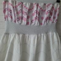 Дълга лятна бяла рокля на розови цветчета , снимка 4 - Рокли - 45520565