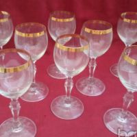 кристални чаши с широк златен кант , снимка 2 - Антикварни и старинни предмети - 19031344
