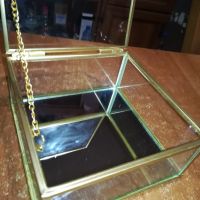 стъклена кутия с златен обков 13х13х6см 0404240912, снимка 5 - Антикварни и старинни предмети - 45108368