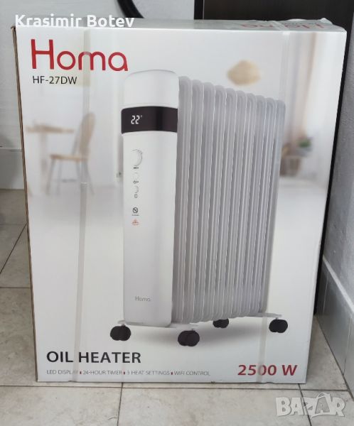 Радиатор маслен Homa HF-27DW, 2500W, дигитален контрол, Wi-Fi, снимка 1