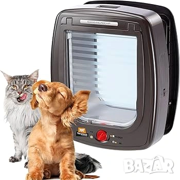 Врата за домашни любимци за големи котки и малки кучета с 4-посочно затваряне., снимка 1