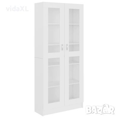 vidaXL Шкаф витрина, бял, 82,5x30,5x185,5 см, ПДЧ(SKU:802768, снимка 1