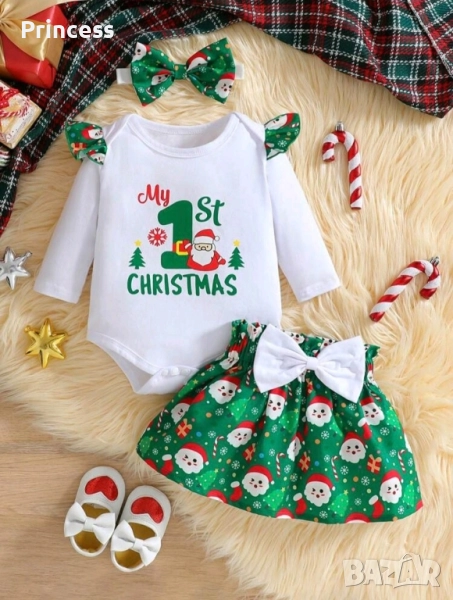 Коледно боди + пола 6/9месеца, снимка 1