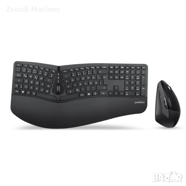 PERIDUO-605 Wireless Full-Sized Ergonomic Keyboard and Vertical Mouse Combo, снимка 1