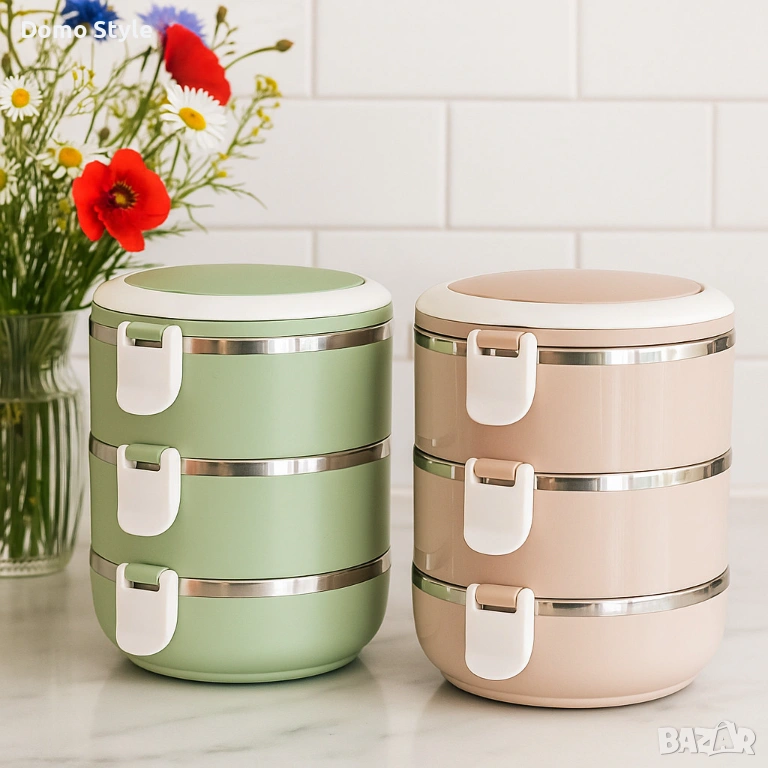 Практична тройна кутия за съхранение на храна, снимка 1