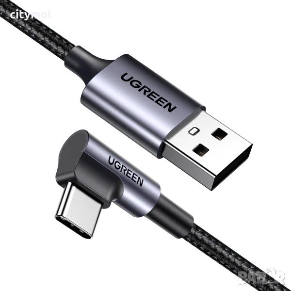 UGREEN USB C към Type c 90 градуса 3.0A, 2 метра кабел за бързо зареждане, снимка 1